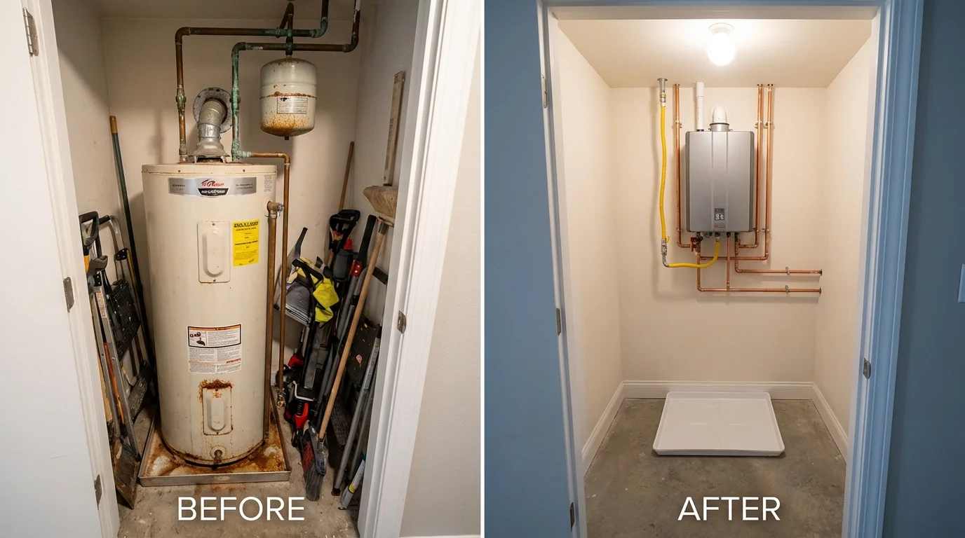Tank water heater versus wall-mounted tankless unit comparison for Cupertino, CA homeowners